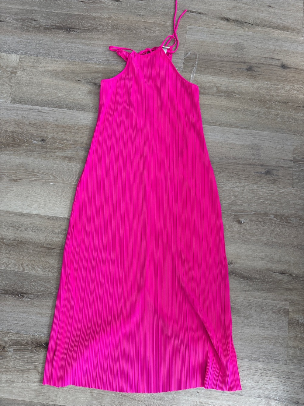 a new day Hot Pink Pleated Halter Midi Dress